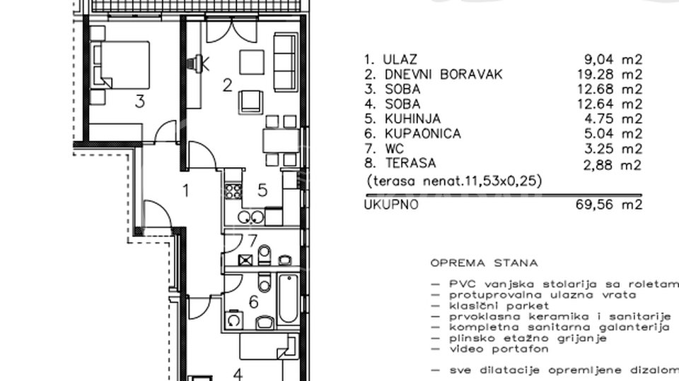 PRODAJA / ZAGREB / S. KRALJEVEC / TROSOBAN STAN 69.56m2 2790 €/m2 / NOVOGRADNJA